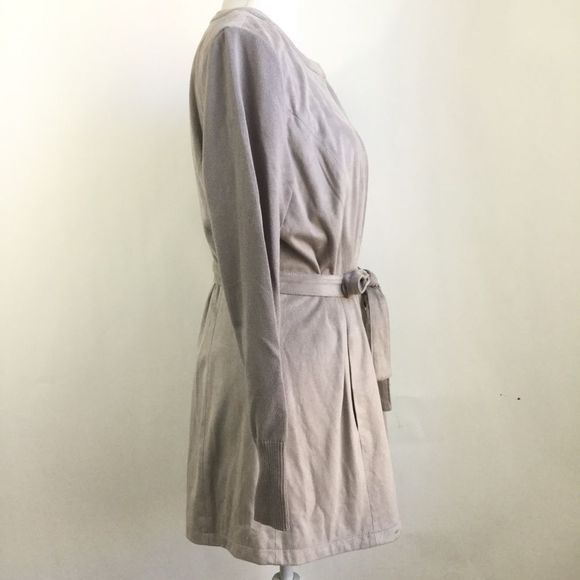 H BY Halston By Halston Faux Suede Zip Front Jacket Zip Up Belted Size 10 - Picture 3 of 8